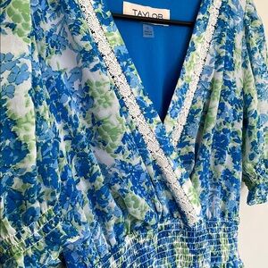 Taylor Blue and Green Floral Dress